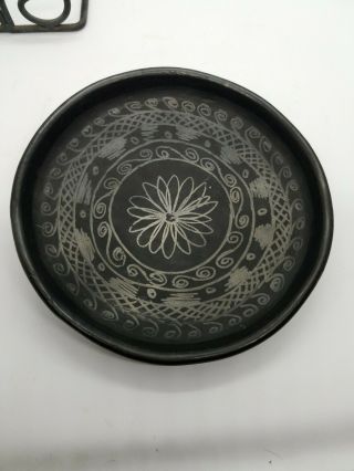 Vntg Oaxaca Black Clay Dona Negro Pottery Bowl Mexican Mexico Vintage