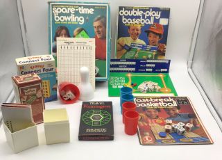 Vtg Spare Time Bowling Baseball Football Basketball Dice Games Plus Connect,