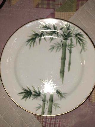 Vintage Noritake Green Bamboo Nippon Toki Kaisha 7 1/2 " Salad Plates 1538g