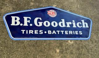 " Bf Goodrich " X - Large,  Heavy Porcelain Sign,  (48 " X 20 "),  Near (dated 1949)