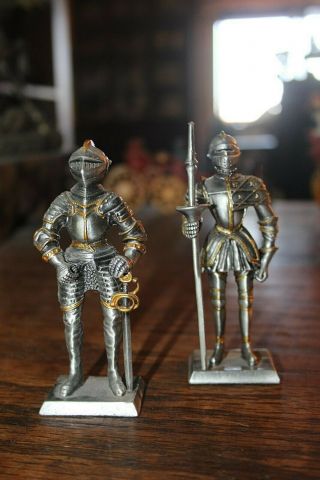 2 Summit Pewter " Medieval Knight " Statue Figurine,  Quality & Detail