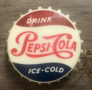 Vintage 1940s - 50s Reliance Co.  Pepsi Cola Light Up Bottle Cap Store Window Sign