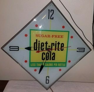 Vintage Pam Clock Co.  Sugar Diet Rite Cola 1 Calorie Electric Wall Clock 2