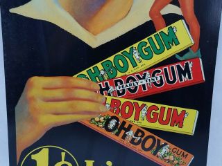 Oh Boy Chewing Gum Tin tacker Sign Goudey Gum Co 15.  5 