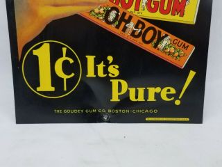 Oh Boy Chewing Gum Tin tacker Sign Goudey Gum Co 15.  5 
