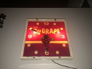 Vintage Nugrape Soda Lighted Advertising Nu Grape Clock