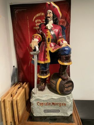 Captain Morgan Rum Statue Store Display Statue - 4ft Tall W/ Distillery Flag