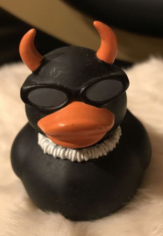 Rare Axe Devil Evil Black Rubber Duck In Sunglasses With Horns Vtg 2006