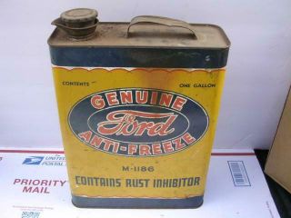 Vintage Full One Gallon Ford Motor Anti Freeze Metal Can Red Letters