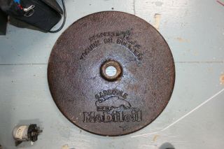 Vintage Socony Vacuum Oil Company Gargoyle Mobiloil Lollipop Cast Iron Sign Base