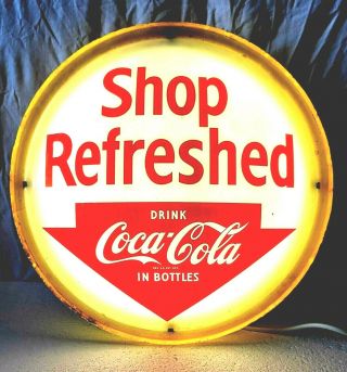 Vintage 50’s Shop Refreshed Drink Coca Cola Light Up Display Sign