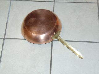 Vintage B&m Douro 10.  5 " Copper Frying Pan With Brass Handle