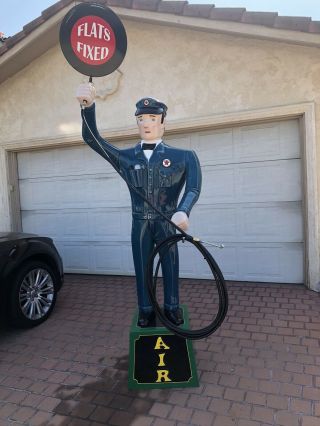 Texaco “air Man” Gas Station Air Pump And Fisk Tires Sign