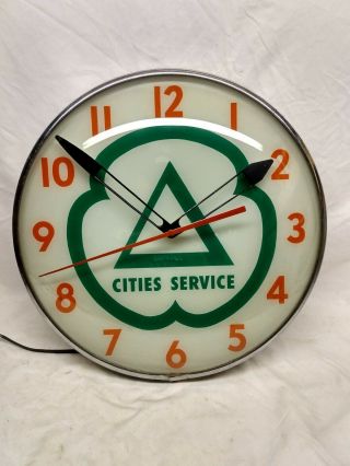 Vintage Cities Service Gas Station Advertising Clock Pam Company Sign