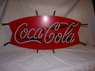 Vintage Coca - Cola Fishtail Neon Light - Up Sign 1993