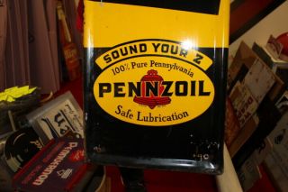 Large Vintage 1940 ' s Pennzoil Motor Oil Sound Your Z Gas Station 60 