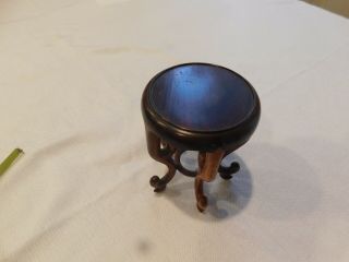 Vintage Chinese Hand Carved 5 Legs Solid Wood Stand 3 - 1/4 ",  5 " Tall