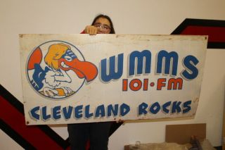 Large Wmms 101 Fm Radio Station Cleveland Rocks Ohio Gas Oil 48 " Metal Sign