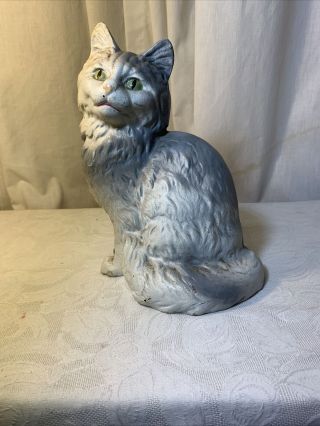 Vintage Cast Iron Painted Hubley Kitty Persian Cat Door Stop 9 " Tall