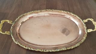 Vintage Copper And Brass Oval Tray