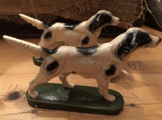 Vintage Hubley English Setter Pointer Cast Iron Doorstop Bookends