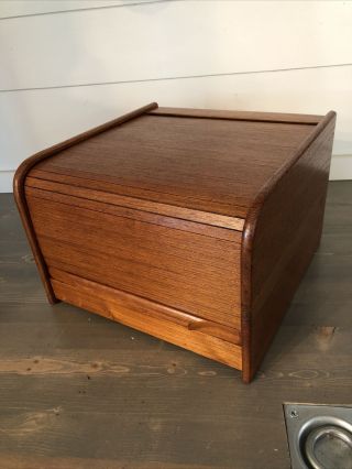 Vintage Wooden Desktop Roll Top Desk Organizer Storage 12x12x6 In