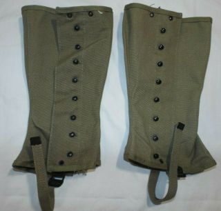 Vintage Wwii 1942 Us Military Army Canvas Leggings Spats M1938 Dismounted 3r