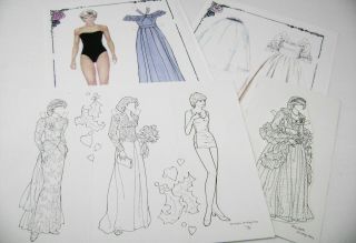 Vtg Paper Doll Greeting Card Princess Diana By Ralph Hodgdon & Color Set By ???