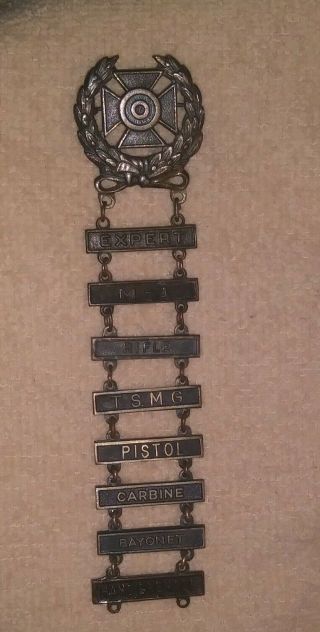Expert Marksman Army Military Medal Wwii Sterling M - 1 Hand Grenade T.  S.  M.  G. ,