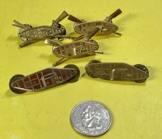 5 Wwii Us Army Armored Force Tank Armor Officer Collar Hat Insignia Pins Badge