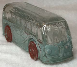 Vintage Greyhound Bus Glass Candy Toy Container 6” Long
