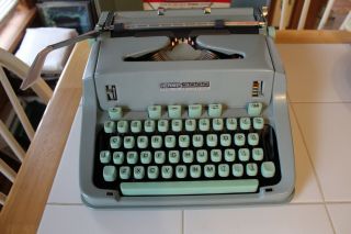 Vintage Green 1966 Hermes 3000 Portable Typewriter -