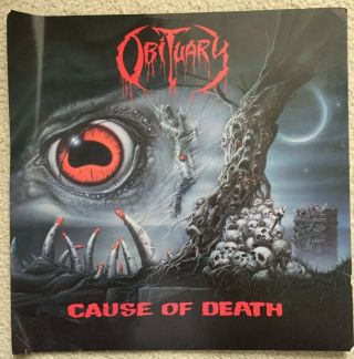 Obituary " Cause Of Death " Vintage 1990 Music Store 12 X 12 " Poster Rare