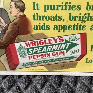 Vintage Wrigley’s Spearmint Gum Trolley Cardboard Sign
