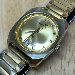 Vintage Cronel 25 Mens Gold Tone Swiss Hand Wind Up Mechanical Watch Hours Date