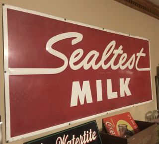 Xtra Large Sealtest Milk Metal Sign Red /white 30”x70” Dairy Farm Country Store