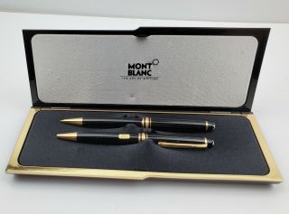 Mont Blanc Black And Gold Ballpoint Pen And Pencil With Case Black Ink 1993