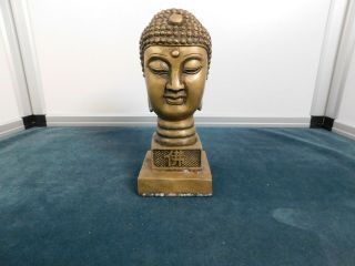 Vintage Brass Quan Yin Bust With Writing On Underside
