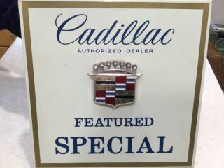 Authentic Vintage Metal Cadillac " Authorized Dealer " Sign With Cadillac Emblem
