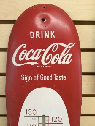 1950 ' s Coca Cola Metal Cigar Thermometer “Sign of Good Taste” 4