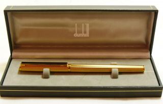 Dunhill Gemline Gold Fountain Pen,  18k Medium Nib,  Boxed 35068