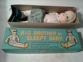 Vintage/antique 1958 Shackman " Big Brother Of Sleepy Baby " /box Doll Toy Japan