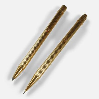 Cartier " Must De Cartier " Gold - Plated Pencil And Ballpoint Pen Set