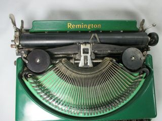 Remington 2 Tone Green Portable Model 2 Typewriter & Case w Porto - Rite Serial 3