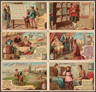 Liebig S - 357 " Problems Ii " Full Set Of 6 Vintage Trade Cards 1892 German