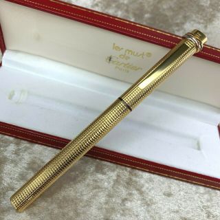 Vintage Authentic Cartier Fountain Pen Vendome Trinity 18k Gold Plated W/ Case