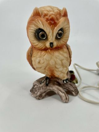 Vintage Mcm Ceramic Owl Lamp Night Light Lenwile Ardalt China