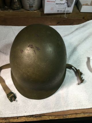 Wwii U.  S.  M1 Helmet Swivel Bale Front Seam With Chinstrap
