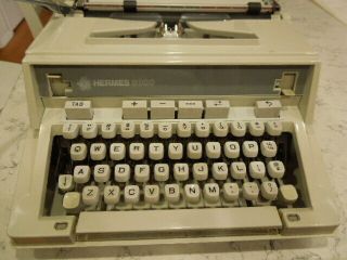 Hermes 3000 Portable Vintage Typewriter With Case,  Carbon Paper & Typing Paper