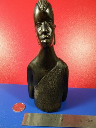 Handsome Vintage 6 Inch Tall Hand Carved Ebony Wood African Figure